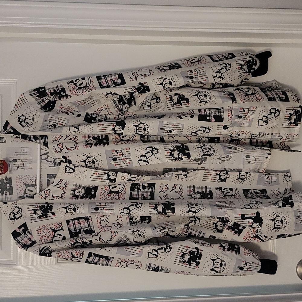 FELIX THE CAT scrub jacket Black and cream 2xl